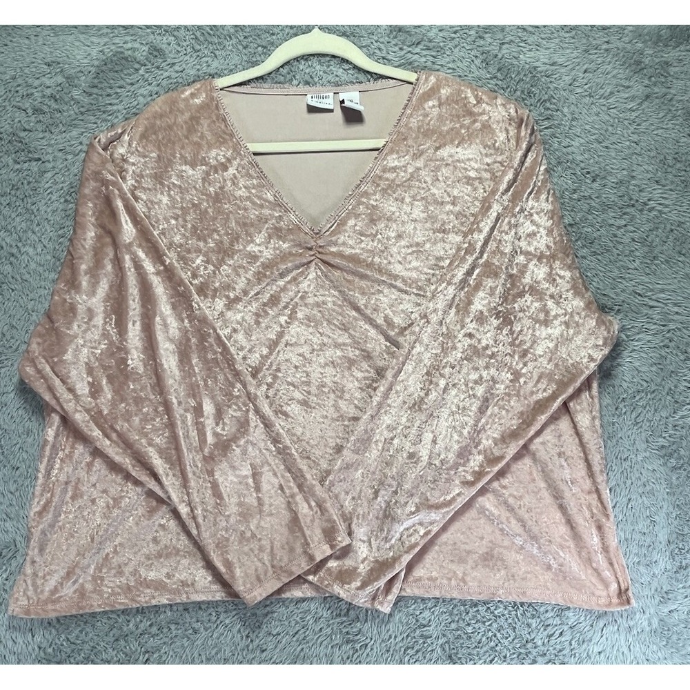 Gilligan & O'Malley Size 3XL Pink Velour Velvet Top V-Neck Classic Holiday Fairy - Picture 4 of 8